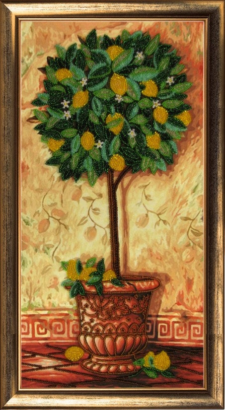 DIY Bead Embroidery Kit "Lemon Tree" 15.0"x7.5" / 38.0x19.0 cm