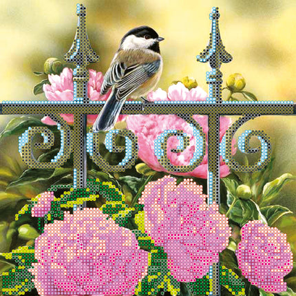 Canvas for bead embroidery "Titmouse" 7.9"x7.9" / 20.0x20.0 cm