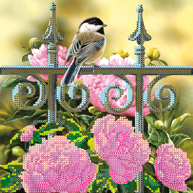 Canvas for bead embroidery "Titmouse" 7.9"x7.9" / 20.0x20.0 cm