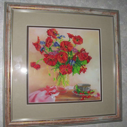 Canvas for bead embroidery "Morning Tea" 7.9"x7.9" / 20.0x20.0 cm