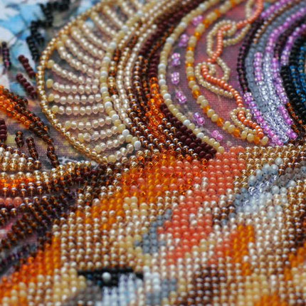 DIY Bead Embroidery Kit "Fire-maned lion" 11.8"x15.7" / 30.0x40.0 cm