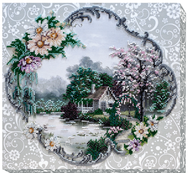 DIY Bead Embroidery Kit "Afloat house" 12.6"x11.8" / 32.0x30.0 cm