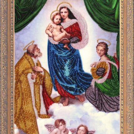 DIY Bead Embroidery Kit "Sistine Madonna" 14.2"x10.2" / 36.0x26.0 cm