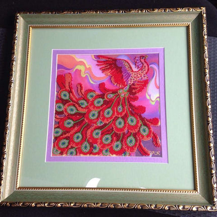 Canvas for bead embroidery "Firebird" 7.9"x7.9" / 20.0x20.0 cm