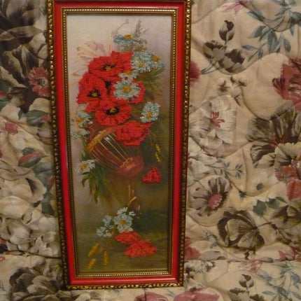 DIY Bead Embroidery Kit "Wild flowers" 6.7"x17.7" / 17.0x45.0 cm