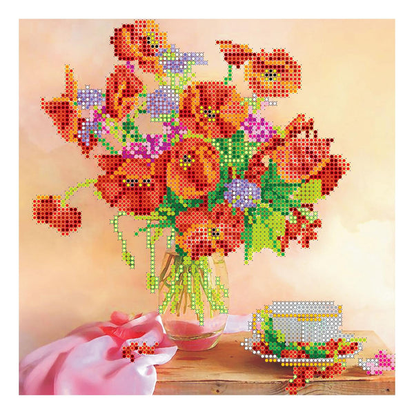 Canvas for bead embroidery "Morning Tea" 7.9"x7.9" / 20.0x20.0 cm