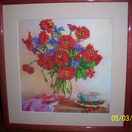 Canvas for bead embroidery "Morning Tea" 7.9"x7.9" / 20.0x20.0 cm