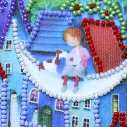 DIY Bead Embroidery Kit "Moon  melody"  5.9"x5.9" / 15.0x15.0 cm