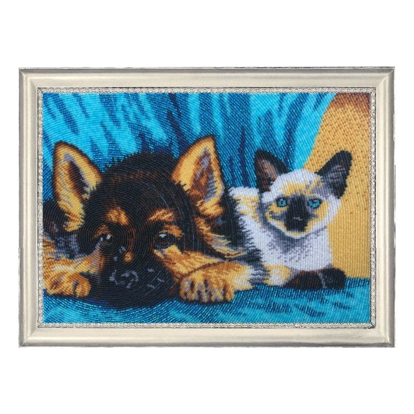 DIY Bead Embroidery Kit "Sweet Couple" 9.4"x13.8" / 24.0x35.0 cm