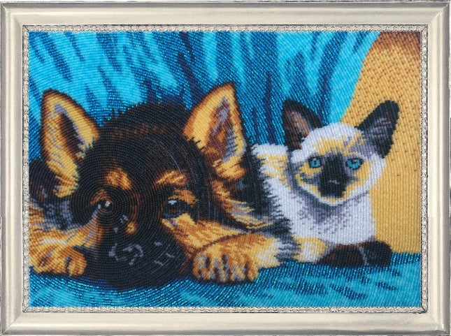 DIY Bead Embroidery Kit "Sweet Couple" 9.4"x13.8" / 24.0x35.0 cm