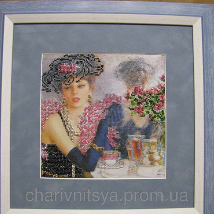 Canvas for bead embroidery "The Parisian Woman" 7.9"x7.9" / 20.0x20.0 cm