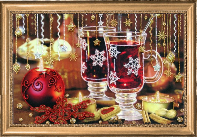 DIY Bead Embroidery Kit "Christmas Tea" 9.8"x14.6" (25.0x37.0 cm)