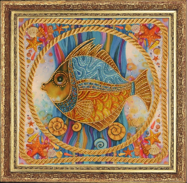 DIY Bead Embroidery Kit "Sea Fantasy" 10.2"x10.2" / 26.0x26.0 cm