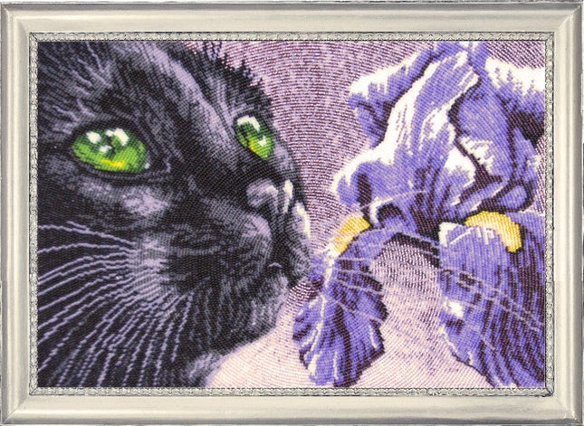 DIY Bead Embroidery Kit "Violet Black" 9.4"x13.8" / 24.0x35.0 cm