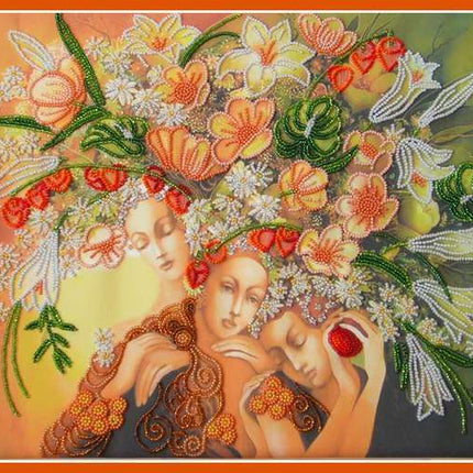 DIY Bead Embroidery Kit "Goddess of flowers" 14.6"x12.0" / 37.0x30.5 cm