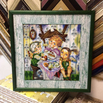 DIY Bead Embroidery Kit "Christmas Party" 9.1"x9.1" / 23.0x23.0 cm