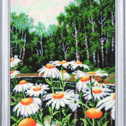 Bead DIY Embroidery Kit "Camomile Country" 13.4"x10.6"/ 34.0x27.0 cm