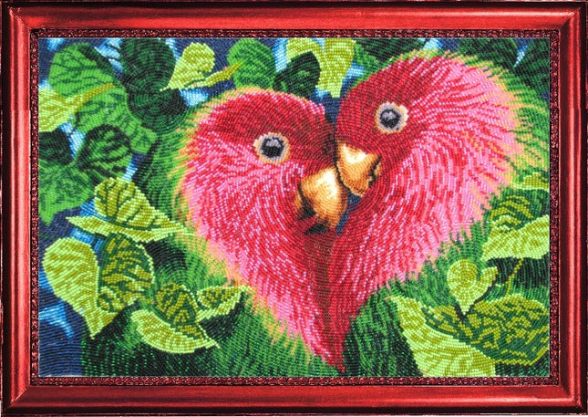DIY Bead Embroidery Kit "Lovebirds" 9.8"x14.6" / 25.0x37.0 cm