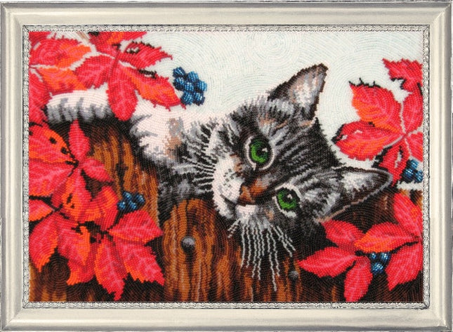 DIY Bead Embroidery Kit "Here I am!" 9.8"x14.2" / 25.0x36.0 cm