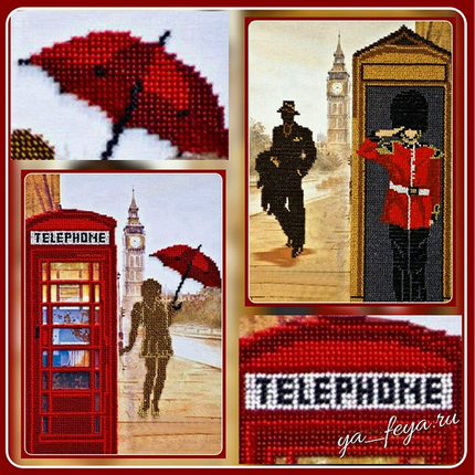 DIY Bead Embroidery Kit "The London lifestyle – 1" 8.7"x12.6" / 22.0x32.0 cm
