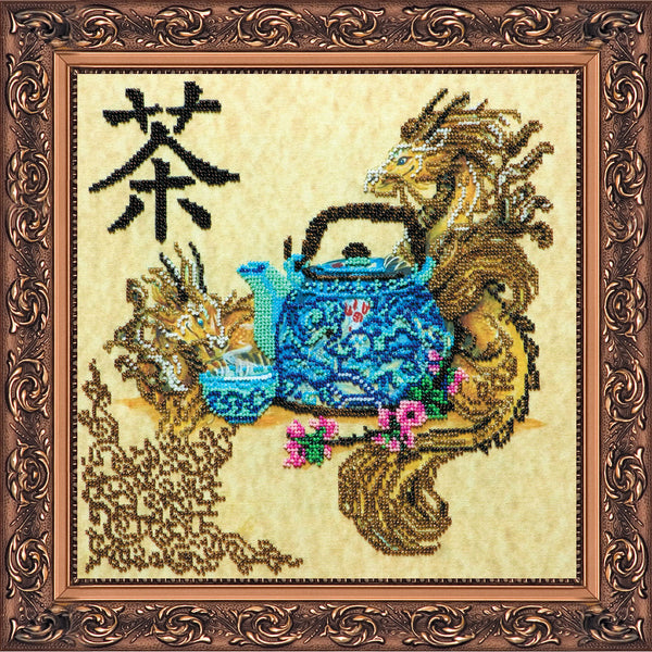 DIY Bead Embroidery Kit "Chinese tea-time" 11.8"x11.8" / 30.0x30.0 cm