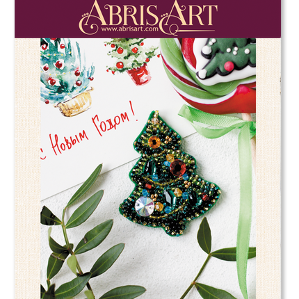 Beadwork kit for creating brooch "Christmas tree"
