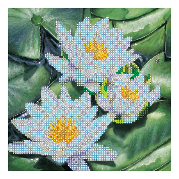 Canvas for bead embroidery "Water Lilies" 7.9"x7.9" / 20.0x20.0 cm