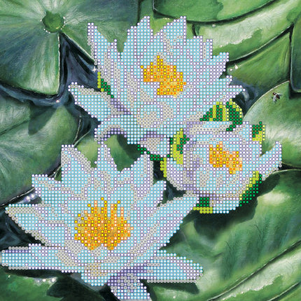 Canvas for bead embroidery "Water Lilies" 7.9"x7.9" / 20.0x20.0 cm