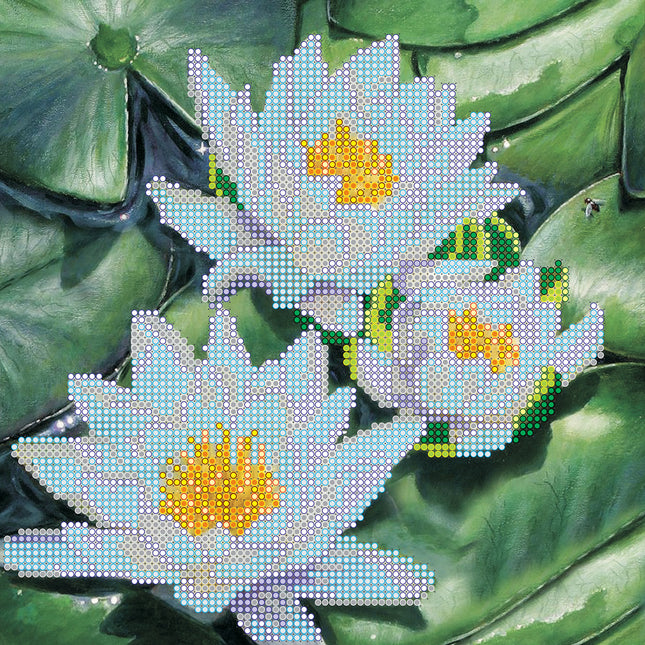 Canvas for bead embroidery "Water Lilies" 7.9"x7.9" / 20.0x20.0 cm