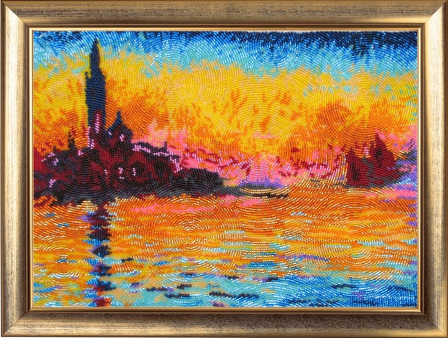 Bead DIY Embroidery Kit "Sunset in Venice (after. C. Monet)" 10.2"x14.2"/ 26.0x36.0 cm