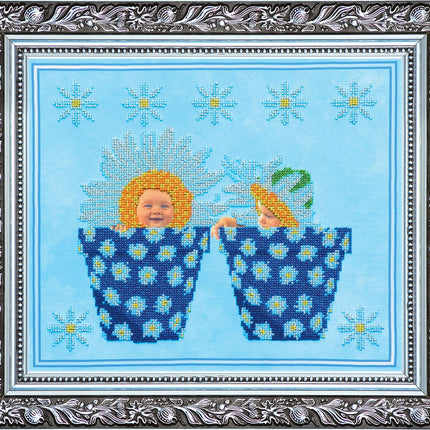 DIY Bead Embroidery Kit "Twins" 13.4"x11.8" / 34.0x30.0 cm
