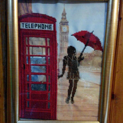 DIY Bead Embroidery Kit "The London lifestyle – 1" 8.7"x12.6" / 22.0x32.0 cm