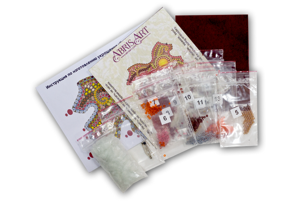 Beadwork kit for creating brooch 