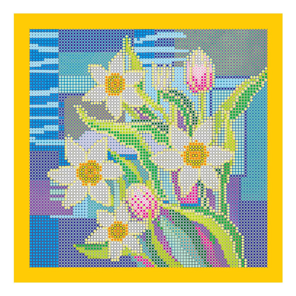 Canvas for bead embroidery "Daffodils" 7.9"x7.9" / 20.0x20.0 cm