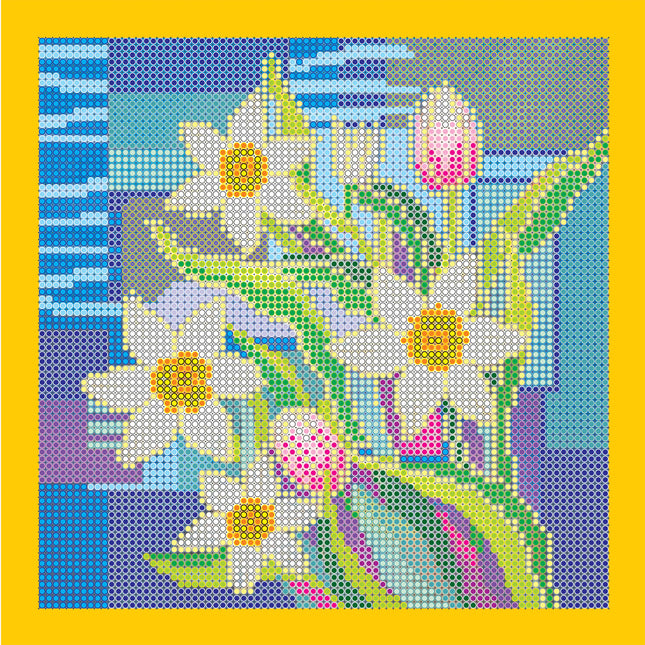 Canvas for bead embroidery "Daffodils" 7.9"x7.9" / 20.0x20.0 cm