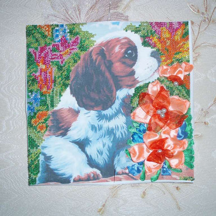Canvas for bead embroidery "Puppy" 7.9"x7.9" / 20.0x20.0 cm
