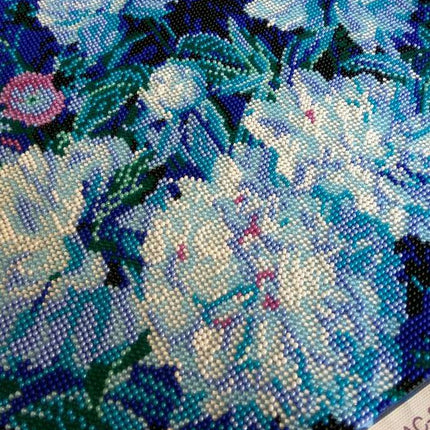 Canvas for bead embroidery "Moon peonies" 11.8"x11.8" / 30.0x30.0 cm
