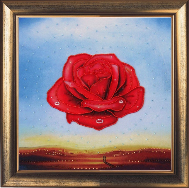 DIY Bead Embroidery Kit "Meditation Rose (after S. Dali)" 10.6"x10.6" / 27.0x27.0 cm