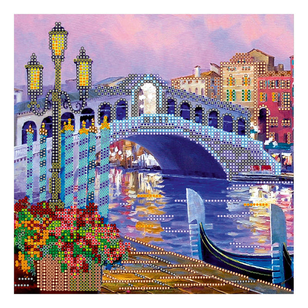 Canvas for bead embroidery "Venice lights" 7.9"x7.9" / 20.0x20.0 cm