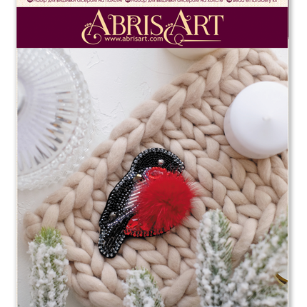 Beadwork kit for creating brooch "Bullfinch"