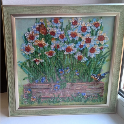 Canvas for bead embroidery "Narcissus" 11.8"x11.8" / 30.0x30.0 cm
