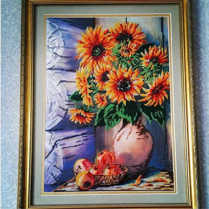 DIY Bead Embroidery Kit "Summer bouquet" 12.6"x17.7" / 32.0x45.0 cm