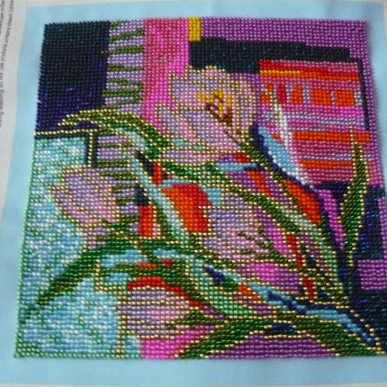 Canvas for bead embroidery "Crocuses" 7.9"x7.9" / 20.0x20.0 cm