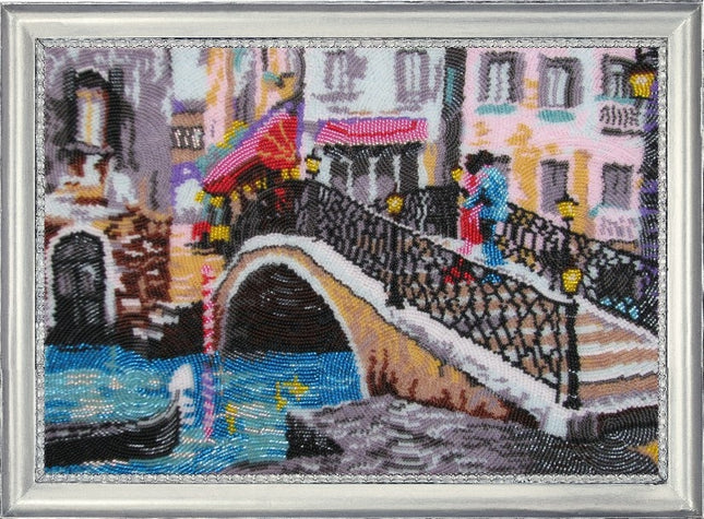 Bead DIY Embroidery Kit "Venetian Bridge" 9.8"x13.8"/ 25.0x35.0 cm