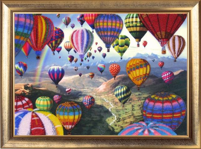 Bead DIY Embroidery Kit "Flight of Balloons" 10.2"x14.6"/ 26.0x37.0 cm