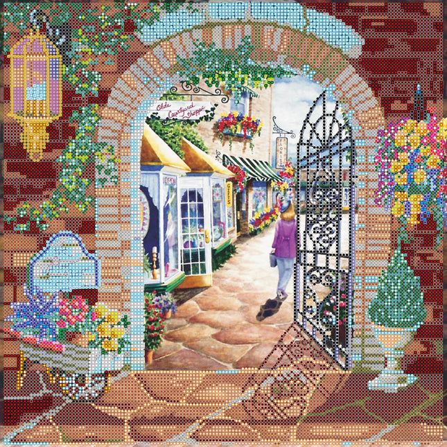 Canvas for bead embroidery "Flower yard" 11.8"x11.8" / 30.0x30.0 cm