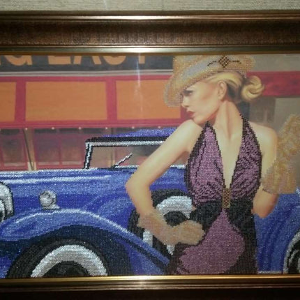DIY Bead Embroidery Kit "Retro travel – 1" 18.1"x11.8" / 46.0x30.0 cm
