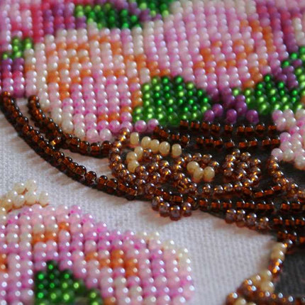 DIY Bead Embroidery Kit "Garden flowers"  5.9"x5.9" / 15.0x15.0 cm