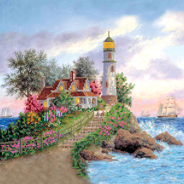 Canvas for bead embroidery "Brigantine" 11.8"x11.8" / 30.0x30.0 cm