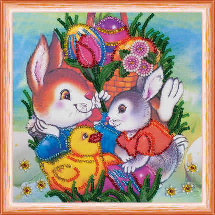 DIY Bead Embroidery Kit "Easter party"  5.9"x5.9" / 15.0x15.0 cm